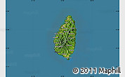 Satellite Map of Saint Lucia, darken, land only