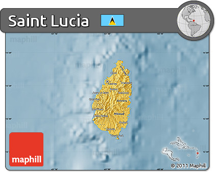 Savanna Style Map of Saint Lucia, single color outside