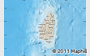 Shaded Relief Map of Saint Lucia, political outside, shaded relief sea
