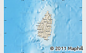 Shaded Relief Map of Saint Lucia, political shades outside, shaded relief sea