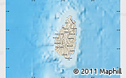 Shaded Relief Map of Saint Lucia, single color outside