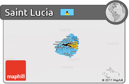 Flag Panoramic Map of Saint Lucia, flag rotated
