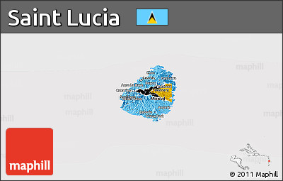 Flag Panoramic Map of Saint Lucia, flag rotated