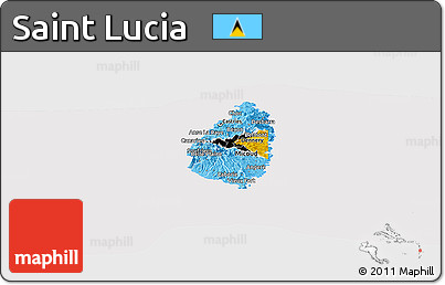 Flag Panoramic Map of Saint Lucia, flag rotated