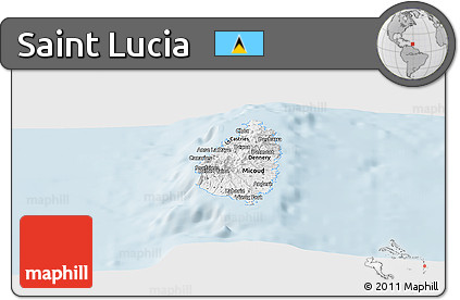 Gray Panoramic Map of Saint Lucia, single color outside
