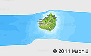 Physical Panoramic Map of Saint Lucia, single color outside, bathymetry sea