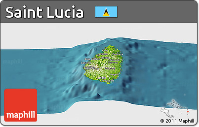 Physical Panoramic Map of Saint Lucia, single color outside, satellite sea