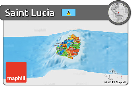 Political Panoramic Map of Saint Lucia, physical outside