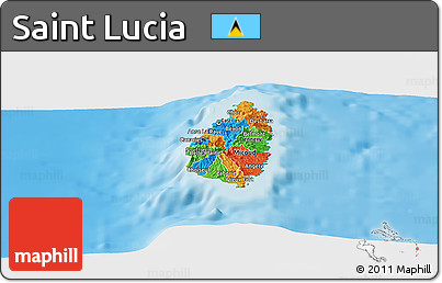 Political Panoramic Map of Saint Lucia, physical outside