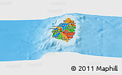 Political Panoramic Map of Saint Lucia, shaded relief outside