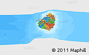Political Panoramic Map of Saint Lucia, single color outside, bathymetry sea