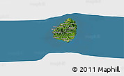 Satellite Panoramic Map of Saint Lucia, desaturated, land only