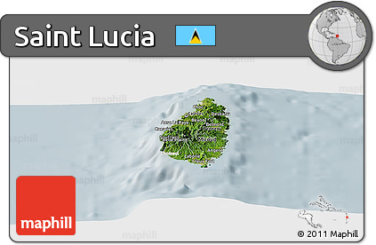 Satellite Panoramic Map of Saint Lucia, lighten