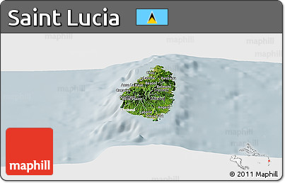 Satellite Panoramic Map of Saint Lucia, lighten