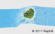 Satellite Panoramic Map of Saint Lucia, single color outside, shaded relief sea