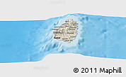 Shaded Relief Panoramic Map of Saint Lucia, darken, land only