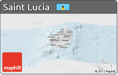 Silver Style Panoramic Map of Saint Lucia