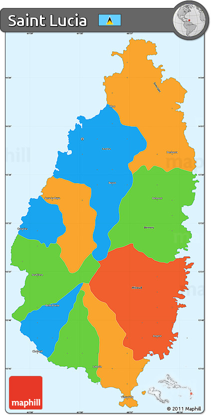 Political Simple Map of Saint Lucia
