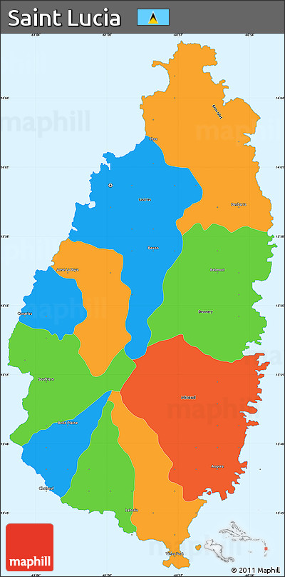 Political Simple Map of Saint Lucia