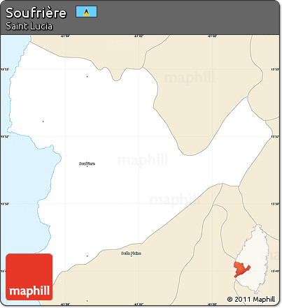 Classic Style Simple Map of Soufrière
