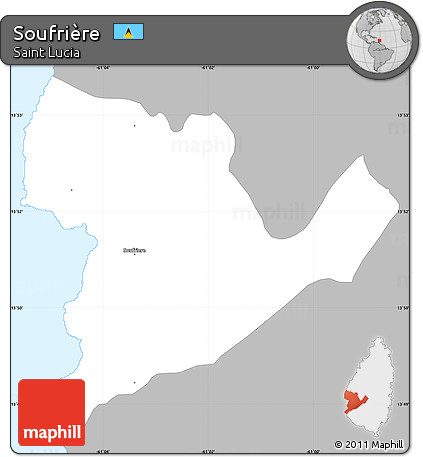 Gray Simple Map of Soufrière, single color outside