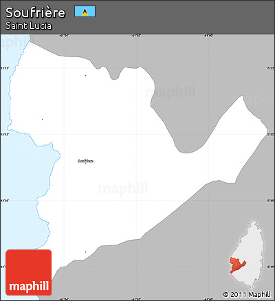 Gray Simple Map of Soufrière, single color outside