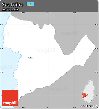 Gray Simple Map of Soufrière, single color outside