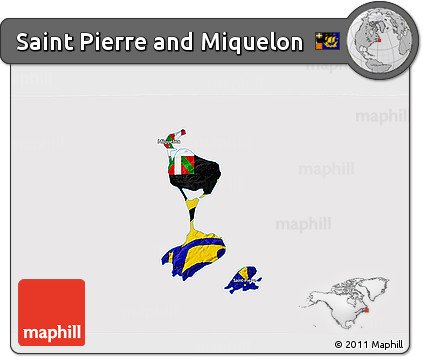 Flag 3D Map of Saint Pierre and Miquelon, flag rotated