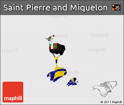 Flag 3D Map of Saint Pierre and Miquelon, flag rotated