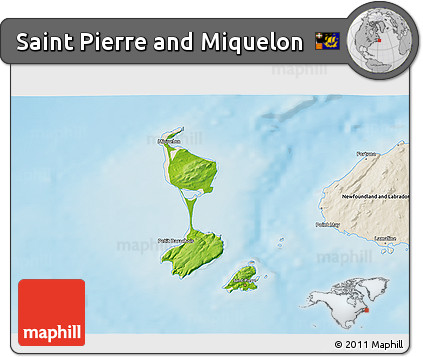Physical 3D Map of Saint Pierre and Miquelon, shaded relief outside