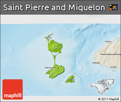 Physical 3D Map of Saint Pierre and Miquelon, shaded relief outside