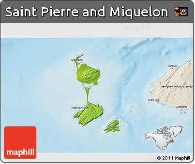 Physical 3D Map of Saint Pierre and Miquelon, shaded relief outside
