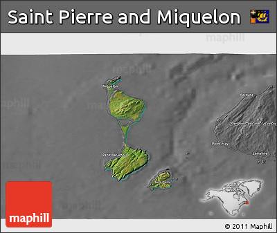 Satellite 3D Map of Saint Pierre and Miquelon, desaturated