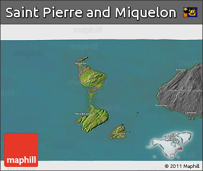 Satellite 3D Map of Saint Pierre and Miquelon, desaturated, land only