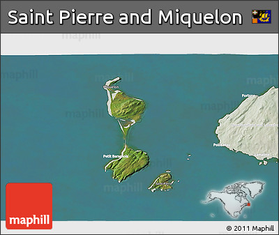 Satellite 3D Map of Saint Pierre and Miquelon, lighten, land only