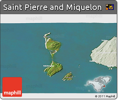 Satellite 3D Map of Saint Pierre and Miquelon, lighten, land only
