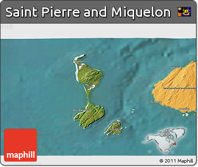 Satellite 3D Map of Saint Pierre and Miquelon, political outside, satellite sea