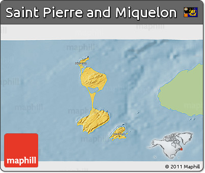 Savanna Style 3D Map of Saint Pierre and Miquelon, single color outside