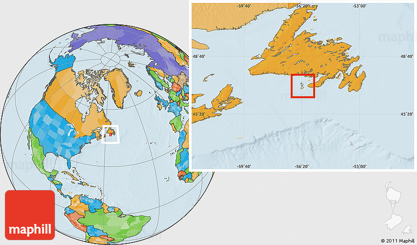 Blank Location Map of Saint Pierre and Miquelon, political outside