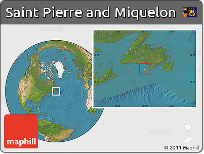 Blank Location Map of Saint Pierre and Miquelon, satellite outside