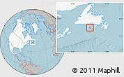 Gray Location Map of Saint Pierre and Miquelon, highlighted continent, hill shading