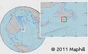 Gray Location Map of Saint Pierre and Miquelon, hill shading