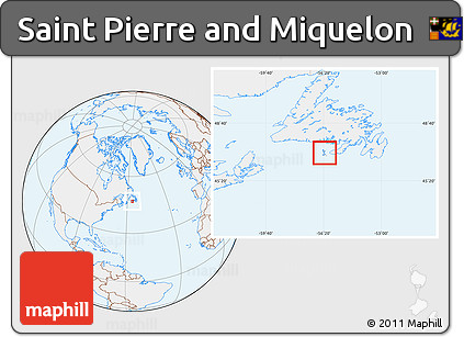 Gray Location Map of Saint Pierre and Miquelon, lighten