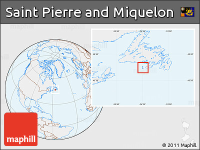 Gray Location Map of Saint Pierre and Miquelon, lighten