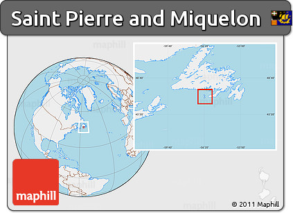 Gray Location Map of Saint Pierre and Miquelon, lighten, land only