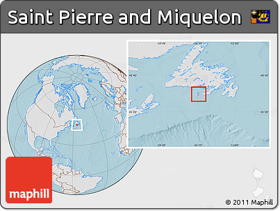 Gray Location Map of Saint Pierre and Miquelon, lighten, land only, hill shading