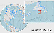 Gray Location Map of Saint Pierre and Miquelon, lighten, land only, hill shading