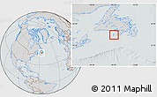 Gray Location Map of Saint Pierre and Miquelon, lighten, semi-desaturated, hill shading