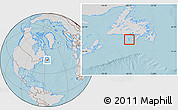 Gray Location Map of Saint Pierre and Miquelon, lighten, semi-desaturated, land only, hill shading