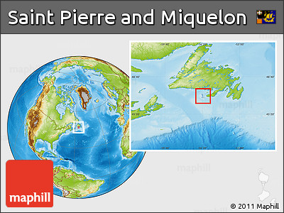 Gray Location Map of Saint Pierre and Miquelon, physical outside